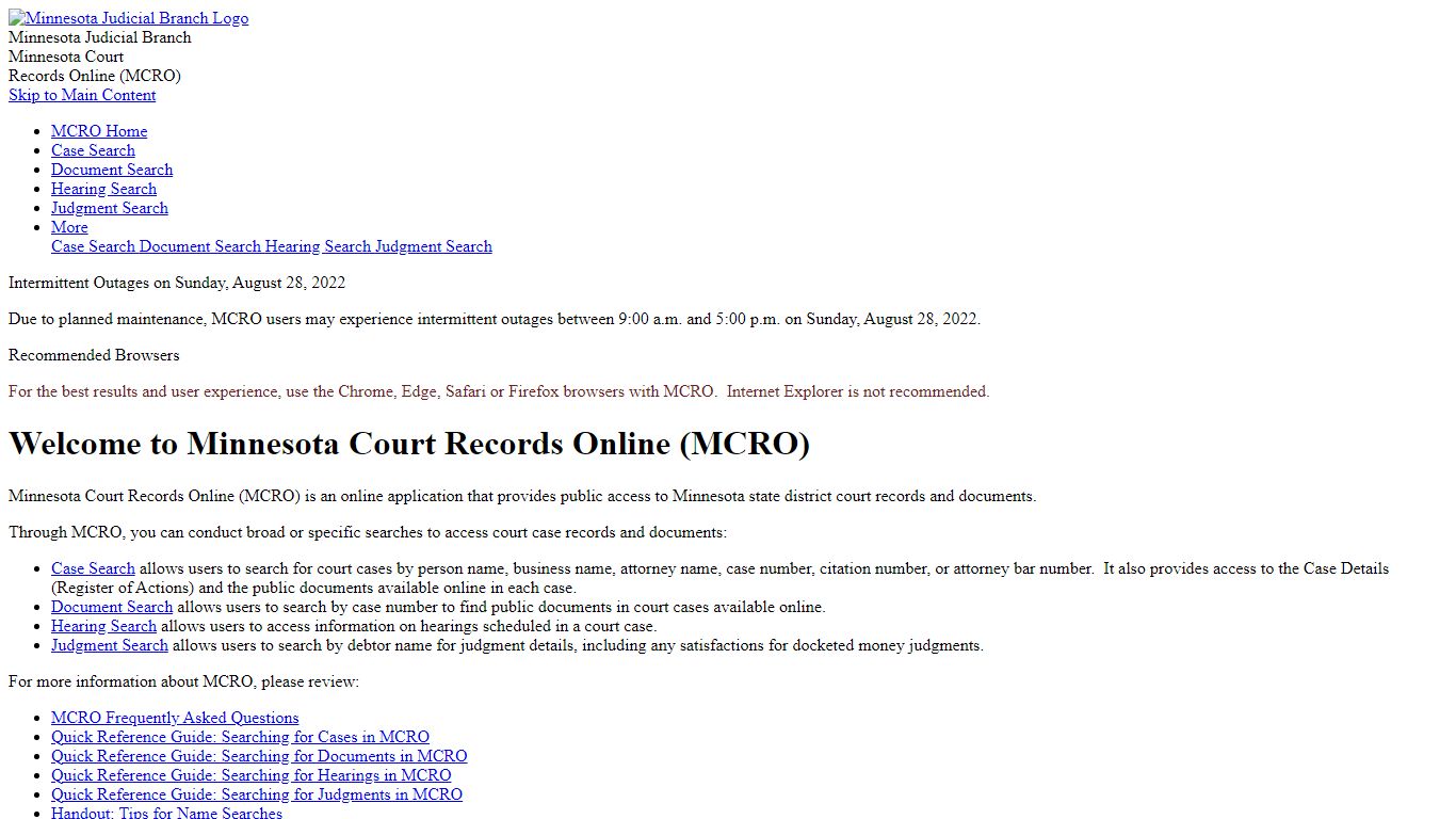 Home Page - Minnesota Court Records Online (MCRO)